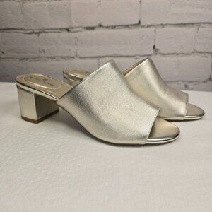 BANDOLINO METALLIC BLOCK HEEL MULE WOMENS LIKE NEW SIZE 6.5
